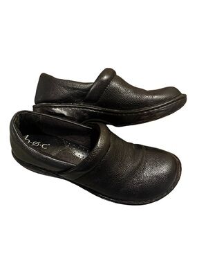 b.o.c. Clogs Womens Peggy black size 9 Nurse Shoe Leather Comfort